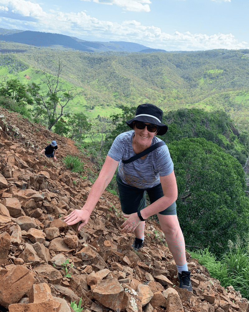 The steep rocky ascent up Tabletop Mountain